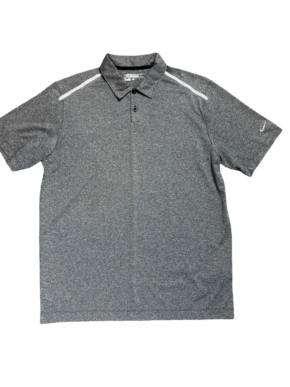 Nike Men's Heather Gray Polo with White Shoulder Accents SZ L